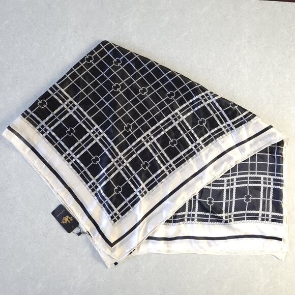 Oversized Scarf 100% Silk Wrap Shawl Designer Style Black Nautical Gift 70x35 - Picture 8 of 10